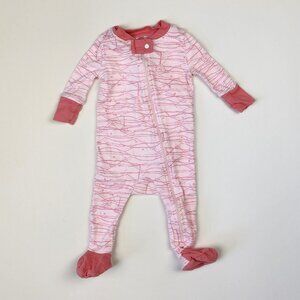 Burt’s Bees Baby Pink Beehive Zip Front Footed Sleeper sz 0-3 months